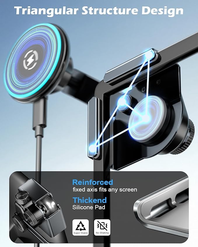CloudValley 15W Wireless Charger Phone Mount for Tesla Model Y/3,【Extendable Metal Holder】 Compatible with iPhone MagSafe, Magnetic Adjustable Car Holder for Tesla Model 3 Highland/Y Juniper