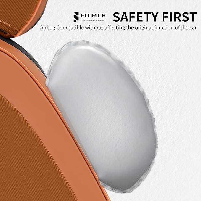 FLORICH Leather Seat Covers for Cars Front Car Seat Cover Premium Automotive Seat Covers Waterproof Car Seat Cushion Protector Universal Fit for Most Cars SUV Trucks, Brown&Black