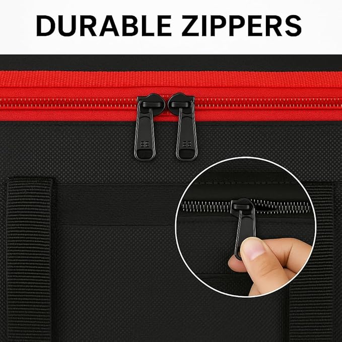 Bodaon Insulated Food Delivery Bag With Hard Bottom, XXXL Pizza Cooler Bags, Rideshare Delivery Bag, Grocery Shopping and Catering Thermal Cold/Hot Styrofoam Carrier for Travel/Car