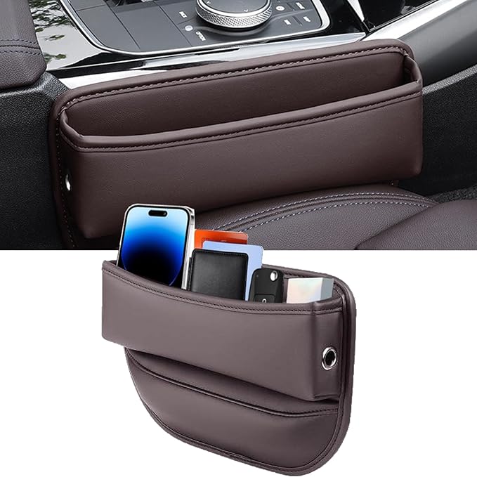 Car Seat Gap Filler 2 Pack Car Gap Filler Seat Organizer Front Seat Leather Car Accessories, Car Essentials for SUV Truck, Adjustable Seat Gap Filler Organizer (Brown，1 Pack)