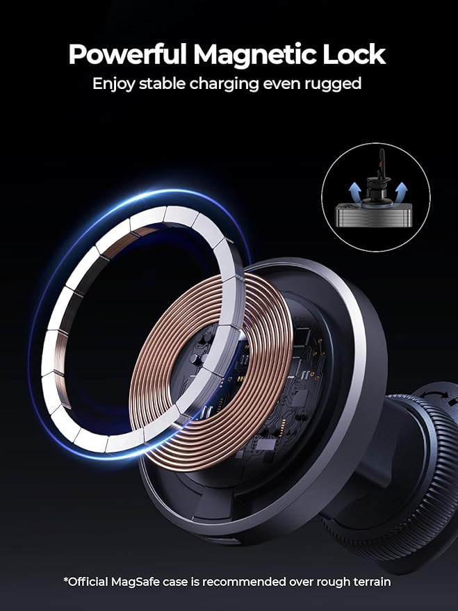 Wireless Car Charger, Qi2 Certified 15W Ultra-Fast car Phone Holder Mount, Air Vent Magnetic Car Mount Charger Compatible with MagSafe for iPhone 17/Air/16/15/14/13/12 Series