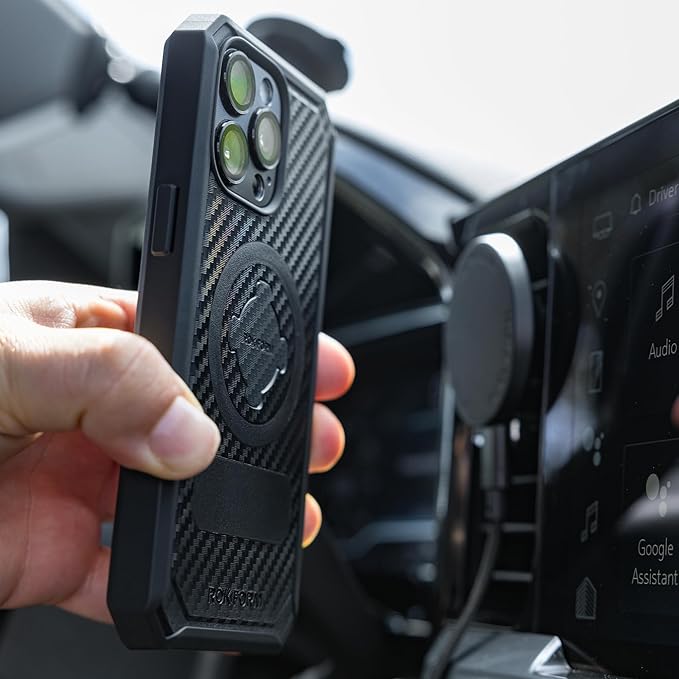 ROKFORM Wireless Car Charger, Magnetic Vent Mount, Compatible with Mag Safe Phone Cases, Super Grip Clip, USB-C to USB-C Cable Included (Black)