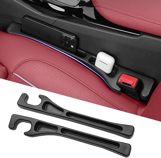 Car Seat Gap Filler 2-Pack, Universal Elastic Soft Foam Seat Gap Plug – Fills Gap Between Seat & Console, Drop-Proof Guard for Phones, Keys & Cards, Fits Cars, SUVs, Trucks & Sedans