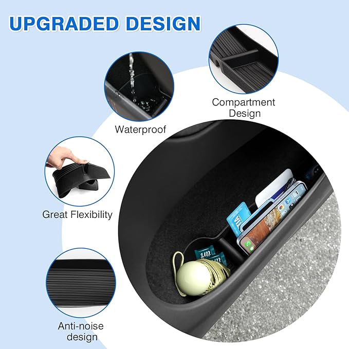 Canvcle Car Door Side Storage Box and Trash Can for 2020-2024 Tesla Model Y (Not for Juniper) Accessories Front Rear Door Insert Tray Organizer Slot Storage Protector with Trash Can 6PCS