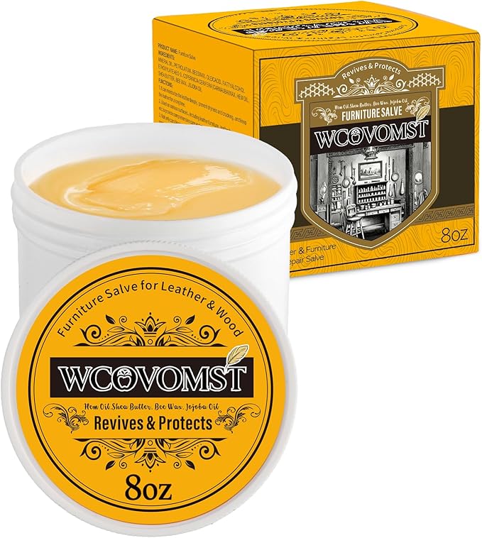 Leather & Furniture Repair Salve - Restorer, Conditioner & Polish for Couch, Car Seat, Bag, Boot | Prevents Cracking, Fading & Water Stains | UV Protectant for Leather, Wood, Vinyl - 8oz