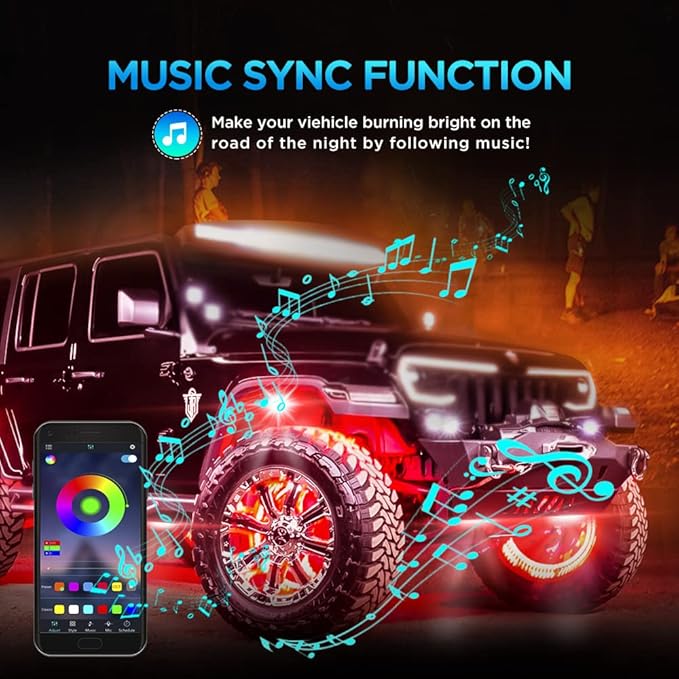 Rock Lights for Trucks 10 Pods RGB LED Rock Lights with Bluetooth APP/Remote Control Music Mode Extension Cords Underglow Lights IP68 Waterproof Neon Light Kits for Car Jeep Offroad Pickup