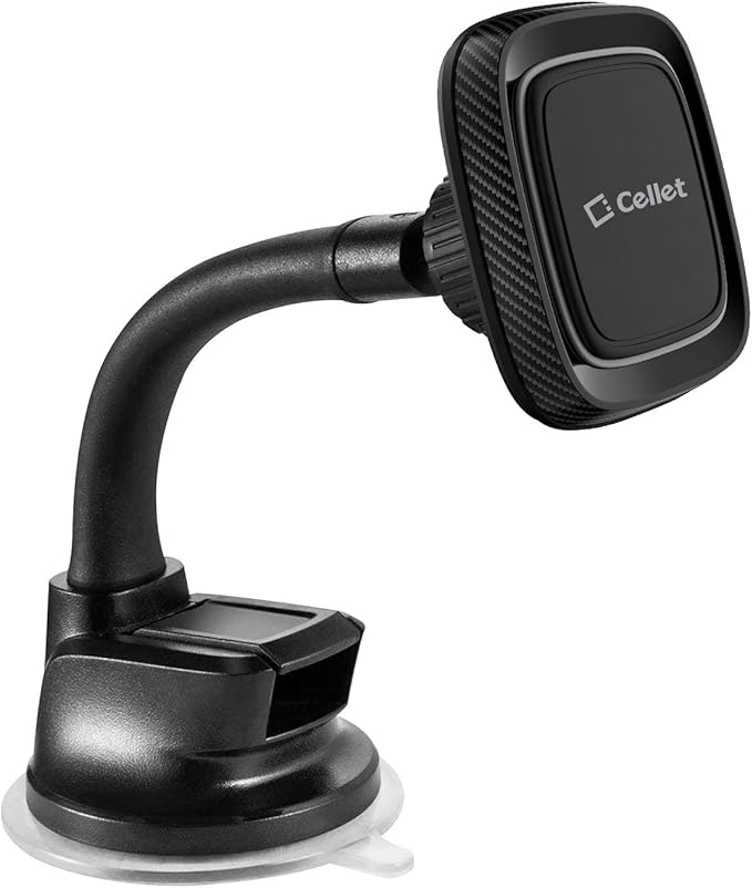 Cellet Car Phone Mount Holder Universal Phone Car Dashboard & Windshield Magnetic Phone Mount Holder with Goose-Neck Compatible with Smartphones iPhones Samsung Galaxy LG Motorola Moto Google Pixel