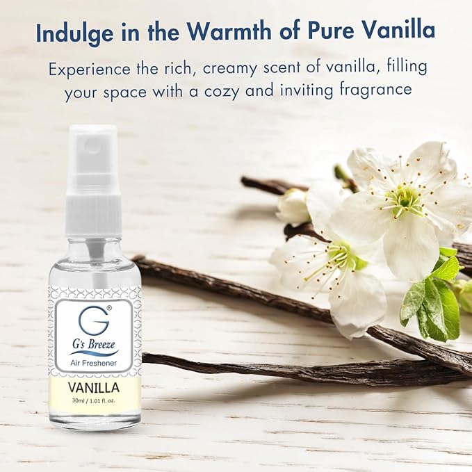 G's Breeze Vanilla Air Freshener – Rich, Creamy Aroma of Vanilla - Sweet Floral Scent - Ideal for Home, Car, Office - Long-Lasting Fragrance - Create a Serene Ambiance Around You