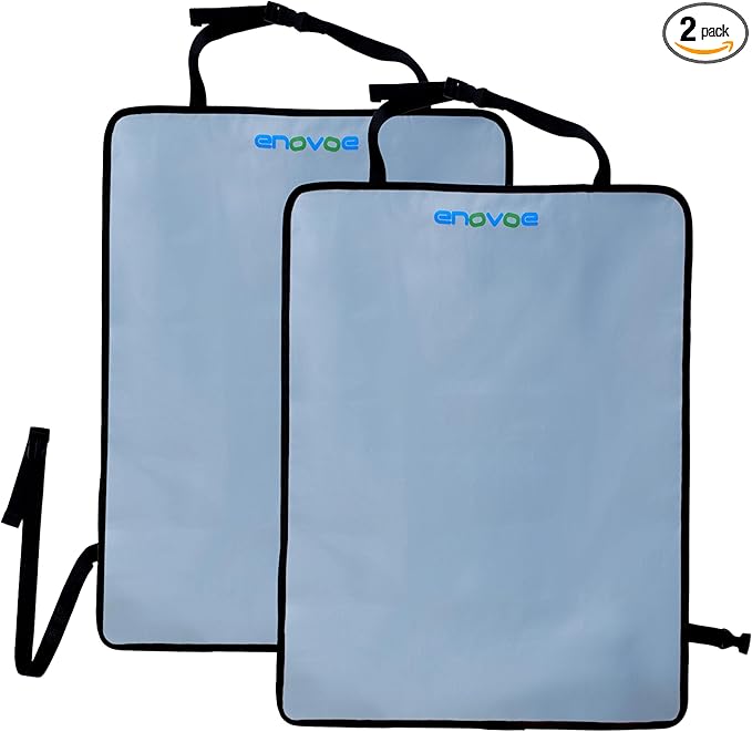 Enovoe Kick Mats - Set of 2 - Back of Seat Protector for Kids Feet - Car Seat Back Protector - Shields from Dirt and Scuffs - Durable Material - 16.8x32.8inch - Grey - Kick Mats Back Seat Protector
