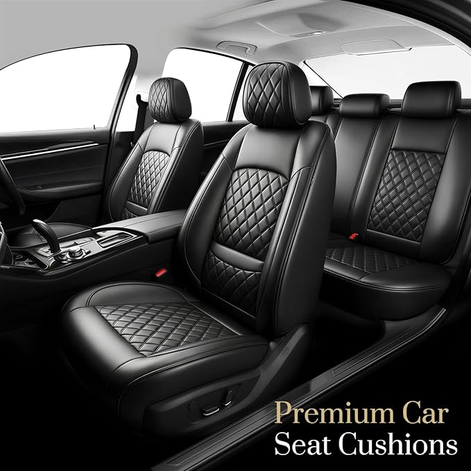 Fit TL Car Seat Covers for Acura TL 2004-2014 - Premium Leather, Waterproof, All-Weather, Airbag Compatible, Anti-Slip, Breathable, Easy Install, Seat Protectors, Full Set, Black