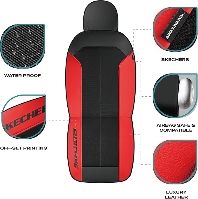 Skechers Car Seat Covers,GOGA Mat Oxford Cloth Seat Covers,Waterproof Car Seat Covers Front Seats,Automotive Universal Fit Seat Cover for Most Cars, Suvs, Trucks,Red