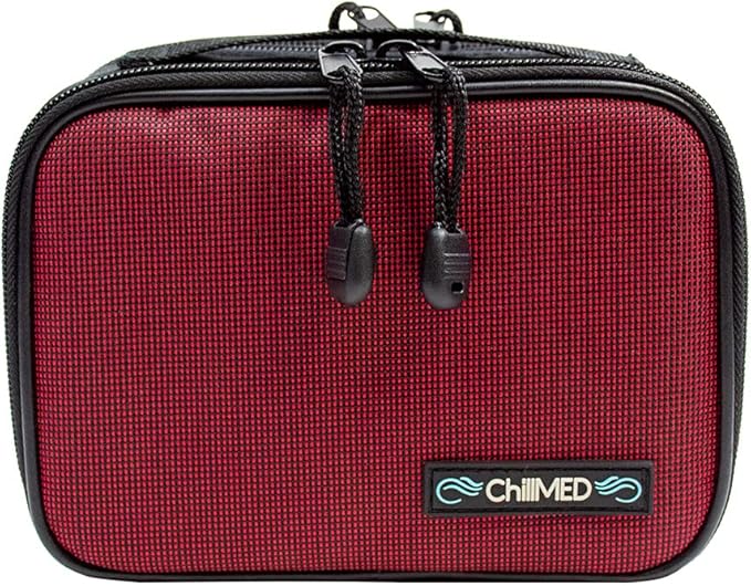 Type 1 Daily Diabetes Case - Insulin Cooler Bag for Traveling & Everyday Use -Includes Reusable Ice Pack - 6 to 8 Hours of Cool Time (Red)