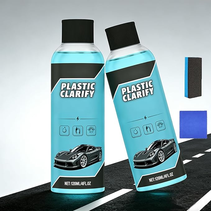Interior Maintenance Refresher for Car, Plastic Clarify Tire Shine for Cars, 4 oz Black Plastic Car Trim Restorer Spray, Waterless Detailer for Rubber, Vinyl, and Plastic, Restores Deep Shine (2pcs)
