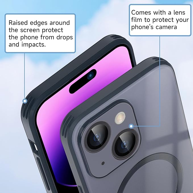 Guppy Compatible with iPhone 13 with MagSafe Case, Magnetic Gradient Case with MagSafe Charging, Gradient Glass Back Cover with Lens Film-Black