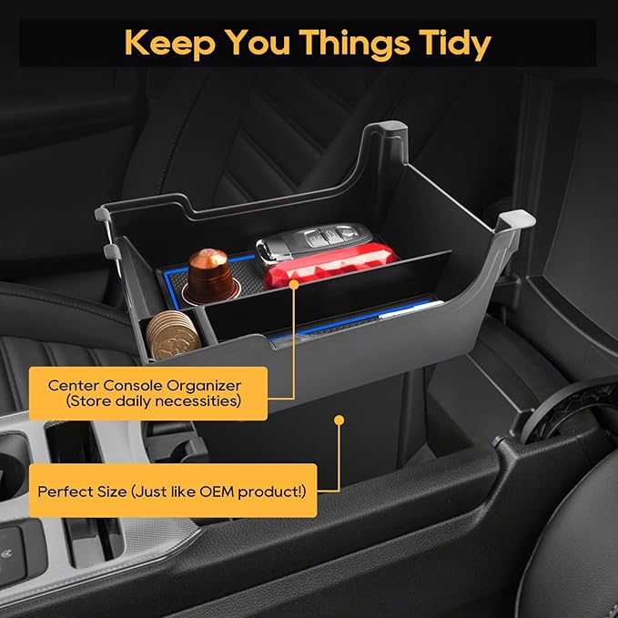LFOTPP Edge Console Organizer for Ford Edge Console Tray [SE/SEL/ST-Line/Titanium/ST] ABS Storage Tray, EZ to Install, Keep Tidy & Organized, Blue