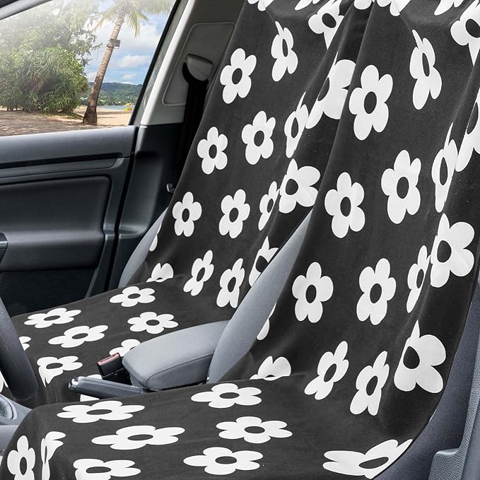 2 Pack Car Seat Towel Covers with Storage Bag 63 x 32 Inch Athletic Running Towel Seat Sweat Washable Non Slip Cover Gift for Car Outdoor Sport Activities (Florid Declamation)