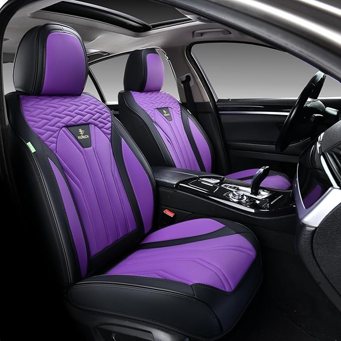 FLORICH Leather Seat Covers for Car Waterproof Front Seat Covers 2 Pack Purple Car Seat Cover Universal Driver Seat Protector for Most Cars Trucks SUV