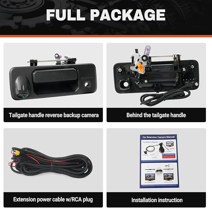 Tailgate Handle Backup Camera Compatible with 2014-2020 Toyota Tundra, 2016-2022Toyota Tacoma Tailgate Handle Rear View Reverse Camera RCA Connector Backup Kit Replaces# 97982 69090-0C090 69090-0C091