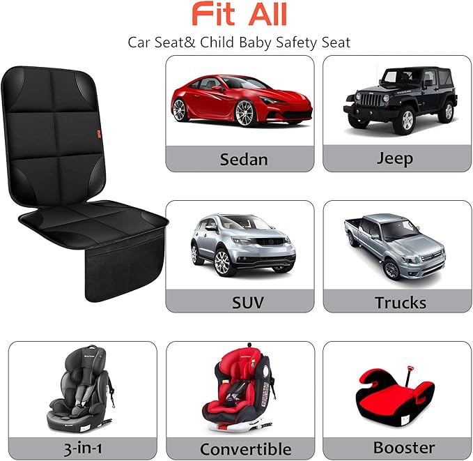 XHYANG Car Seat Protector 1 Pack Car Seat Cushion Mat Thickest Padding,Waterproof 600D Fabric Car Seat Covers for Non-Slip Backing Mesh Pockets for Baby and Pet (Brown, 1 Pc)