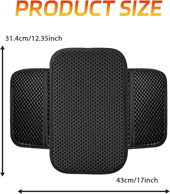 Armrest Cover for Car Console Covers for SUV Center Console Arm Rest Breathable Pad Middle Box Armrest Cushion Pad with 2 Organizer Bags Universal Car Interior Accessories Protection(Black)