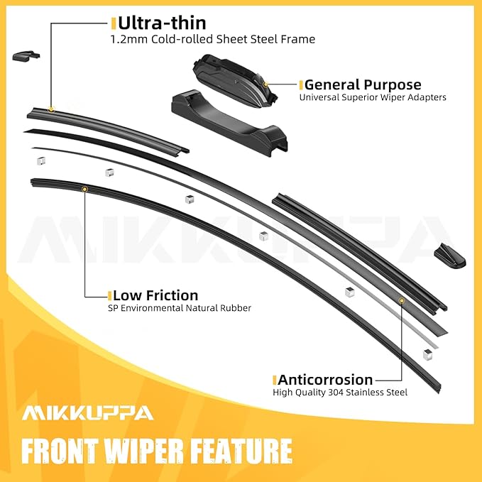 MIKKUPPA 22"+22"+16" Windshield Wiper Blades Replacement for 2009-2016 Lincoln Navigator, Front & Rear Wiper Blades Set, Durable Stable Quiet All Season (Pack of 3)