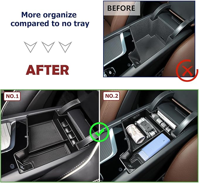 RUNROAD Center Console Organizer Tray Compatible with Volvo XC60 (2018-2025) / XC90 (2021-2024) / S90 S60 (2020-2025) V60 V90 Accessories, Insert Armrest Tray Middle Console Organizer