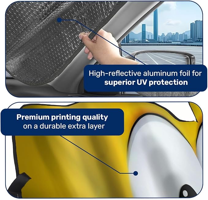 GENANY Yellow Dog Windshield Sun Shade for Car SUV Truck (55x30 Inches), Front Window Visor for Windows, Protector Blocks UV