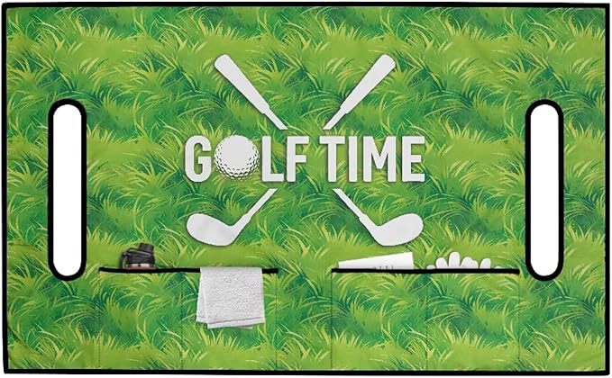 Biyejit Golf Cart Seat Covers with 4 Pockets Golf Cart Seat Towel Blanket Fits 2-Seat Golf Carts, Golf Cart Accessories
