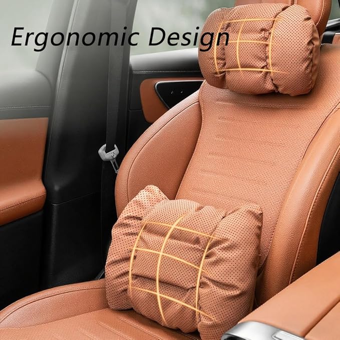 Neck Pillow Automotive Seat Cushions for Mercedes Benz C-Class Sedan W206 W205 W204 W203 W202 CL203 Sedan Saloon, Relieving Neck Stiffness Sciatica Relief Car Headrest Lumbar Pillow,Black