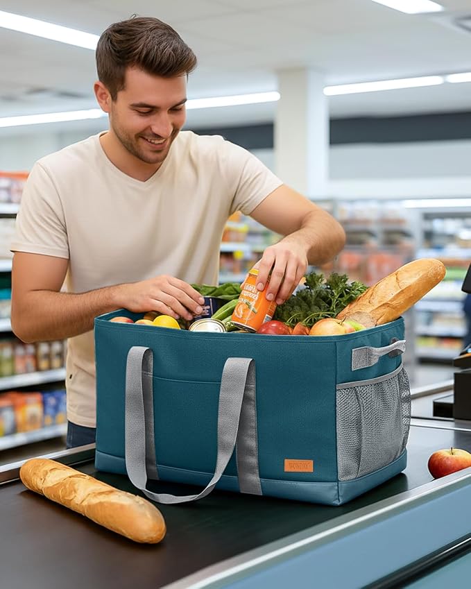 WONDAY Extra Large Utility Tote Bag - Standing Reusable Grocery Bag with Handle