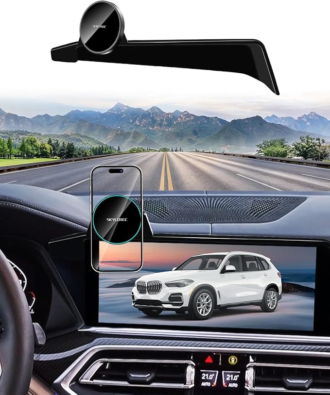 Phone Holder for BMW X5 2019-2023/X6 2020-2023/X7 2019-2022 Accessories 12.3-Inch Screen Fixed Clip, Car Magnetic Phone Mount Compatible with MagSafe, Magnets 15W Wireless Charger Cell Phone Base
