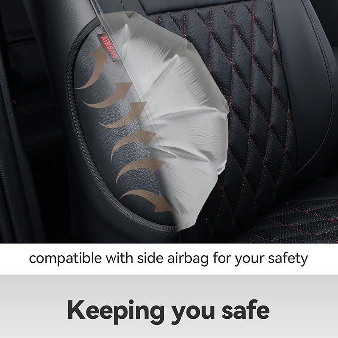 coverdream RAV4 PHEV Leather Seat Covers Full Set for 2019-2025 Toyota RAV4 Hybrid XSE,Hybrid SE,Prime SE/XSE,Fully Covered,Luxury Waterproof Car Seat Protector (Black & Diamond)