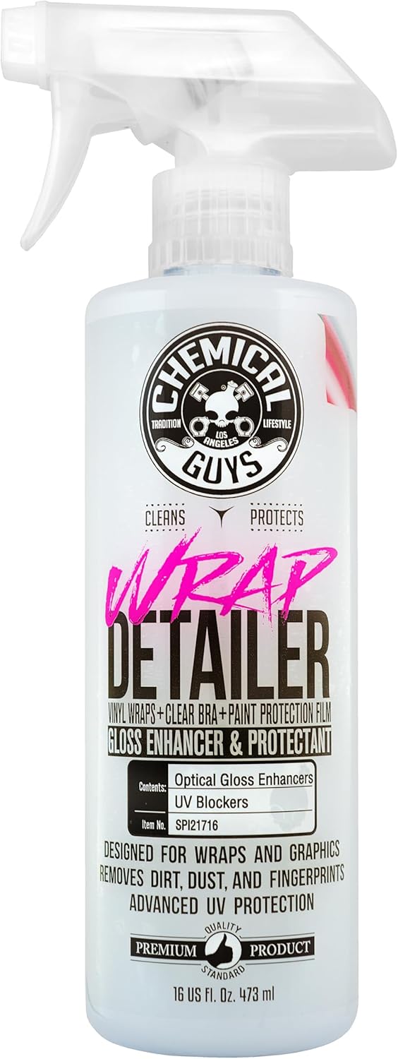 Chemical Guys SPI21716 Wrap Detailer Gloss Enhancer & Protectant, (Designed for Wraps, Graphics, Clear Bra & Paint Protection Film) For Cars, Trucks, SUVs, RVs, Motorcycles & More, 16 fl oz