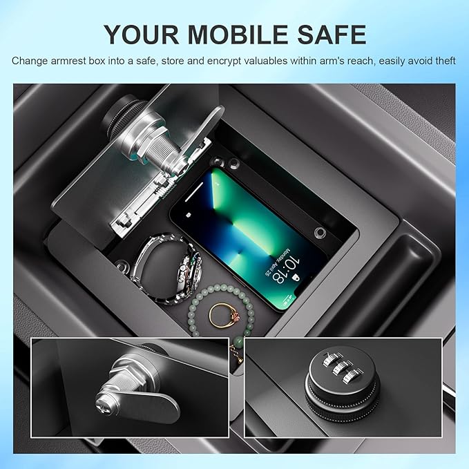 SZYANG Center Console Safe Organizer Compatible with 2023-2026 Honda Pilot Lock Box Console Safe Vault Center Console Manager Replacement for 2023-2026 Honda Pilot Accessories