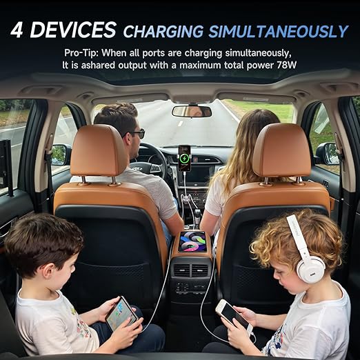 12V USB Charger with 4 Ports, Upgraded Aluminum Alloy Car Outlet with LED Voltmeter Display, for 12/24V Car Golf Cart Boat Marine Bus Truck RV Marine Motorcycle etc. (2PC)