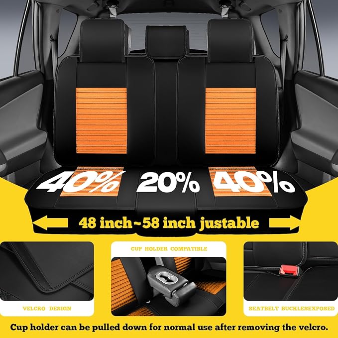LINGVIDO Full Set Car Seat Covers, Faux Nappa Leather, Airbag Compatible and Waterproof Protectors for Sedans SUVs, Breathable Interior for Active Families, Pets, and Commuters (5 Seats, Black/Brown)