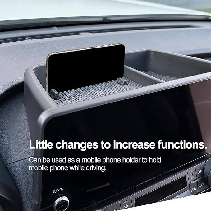 for 2026 2025 2024 Grand Highlander Accessories Center Console Behind Screen Dashboard Organizer Tray, Storage box with Anti-Slip Black Pad for Toyota Grand Highlander Accessories