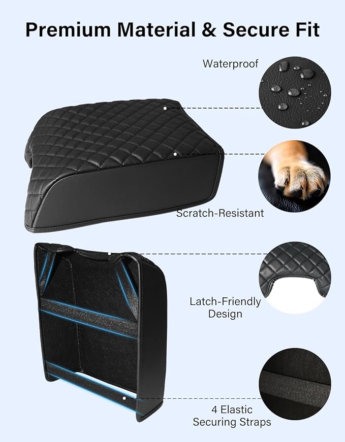 Center Console Cover for F150 XL XLT 2004-2014, Ford Expedition 2007-2017, Lincoln Mark LT 2006-2008, PU Leather Middle Console Cover Armrest Protector, Anti-Scratch, Black