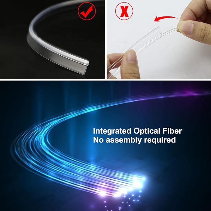 Car Led Strip Lights, 5 in 1 Interior Car Light, Ambient Led Lighting Kit with RGB 16 Million Colors&236 inches Fiber Optic, Neon Light Accessories for Car, Bluetooth APP and Remote Control