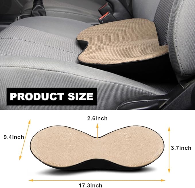 Car Seat Cushion, Auto Memory Foam Wedge Seat Pad, Sciatica Tailbone Low Back Pain Relief Pillow for Driver, Breathable Non Slip Orthopedic Support Pad, Car Accessories (Beige)