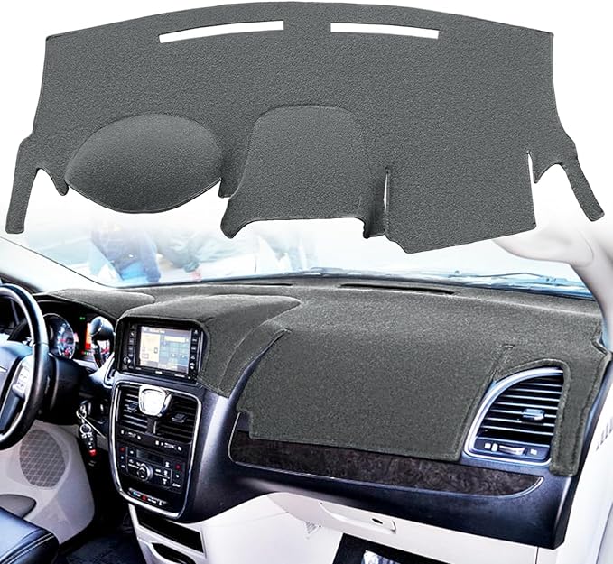 Dash Cover Mat Custom Fit for Dodge Grand Caravan/Ram C/V Tradesman/Chrysler Town Country,Dashboard Cover Carpet Pad Cap Protector Without Headlight Sensor (Dark Gray) Y08