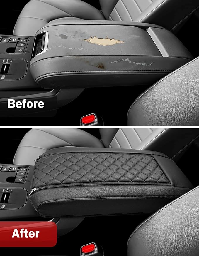 KBH Center Console Armrest Cover for Toyota Highlander 2020 2021 2022 2023 2024 2025, Arm Rest Lid Accessories Cushion Pad, Anti-Scratch, Black