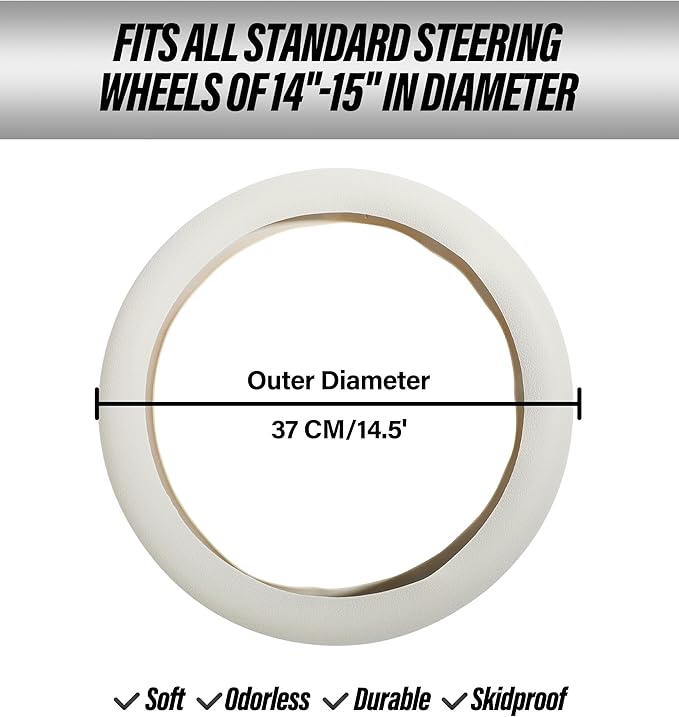 ESEWALAS Car Silicone Steering Wheel Cover,Soft Odorless Silicone Leather Texture Steering Cover,Universal 13-15inch Car Steering Wheel Protector (Grey)