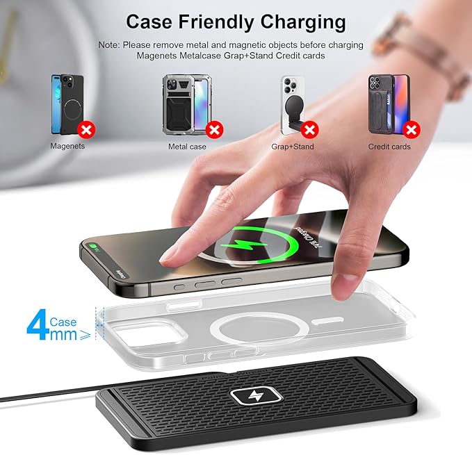 POLMXS 25W Wireless Charger Car Fast Wireless Charging Pad DIY Wireless Phone Charger Mat Compatible with iPhone 17/16(25W)/15/14/13/12(7.5W) (P21)