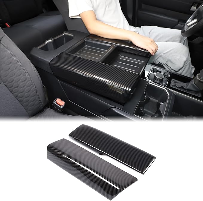 Car Center Console Armrest Protector Cover Compatible with Toyota Tundra 2022+ & Sequoia 2023+, Central Armrest Seat Storage Box Cover Cushion Lid Protector Pad Waterproof Anti-Scratch ABS Accessories