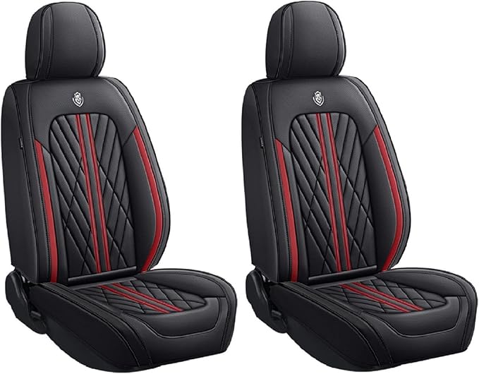 Premium Nappa Leatherette Car Seat Cover Set Custom Fit for Honda CR-V CRV 2000-2023 2024 2025 2026 Water-Proof Breathable Faux Leather Seat Cushion Protectors (Full Set 5 Seats,Red Line)