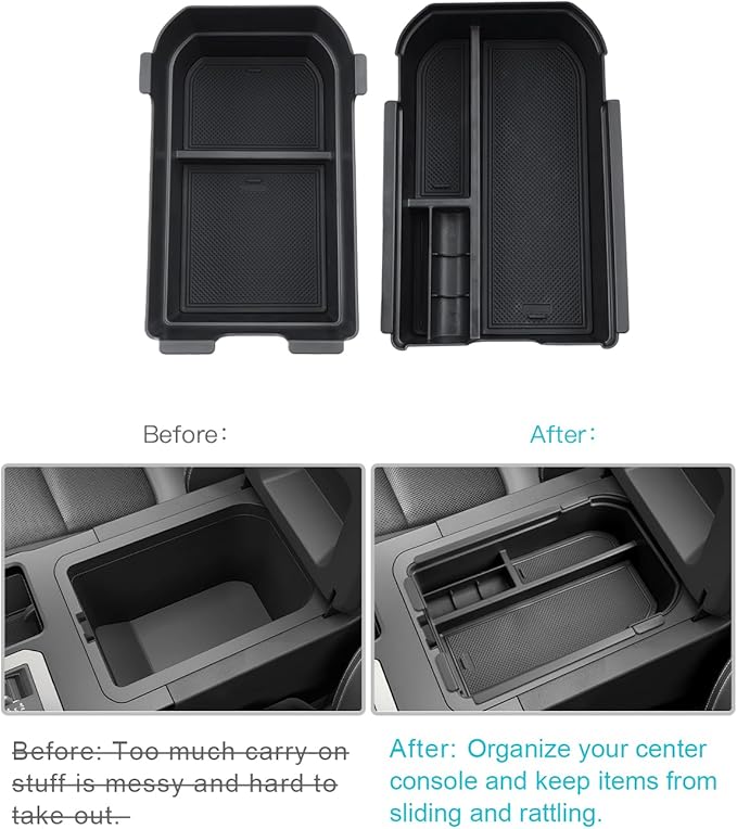 CDEFG 2PCS for 2024 2025 Land Cruiser Center Console Organizer Compatible with 2024 2025 Toyota Land Cruiser 250 Prado J250 LC250 Accessories Middle Console Dual Layer Storage Box(Not Fit Cool Box)