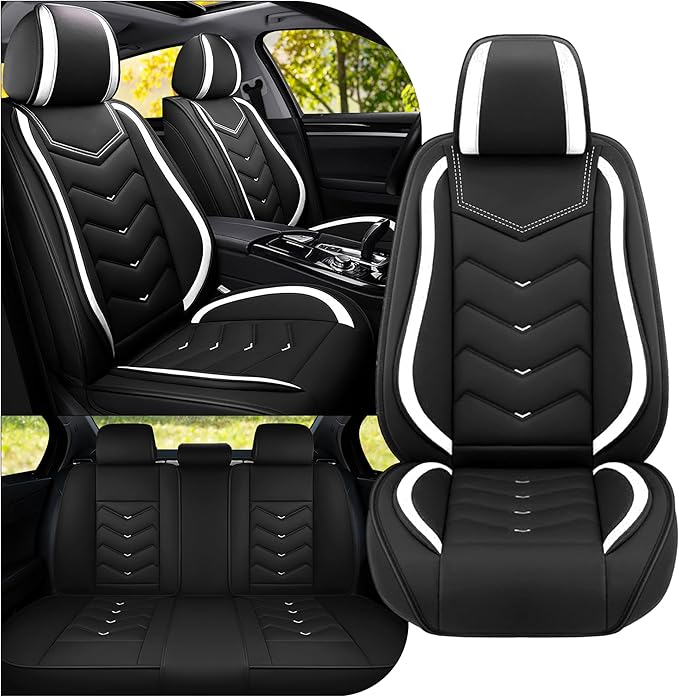 Car Seat Covers Fit for Infiniti g37 2000-2026, Stylish Sport Seat Covers, Waterproof Wear-Resistant Premium Nappa Leather Car Seat Cover.(Full Set/Black White)