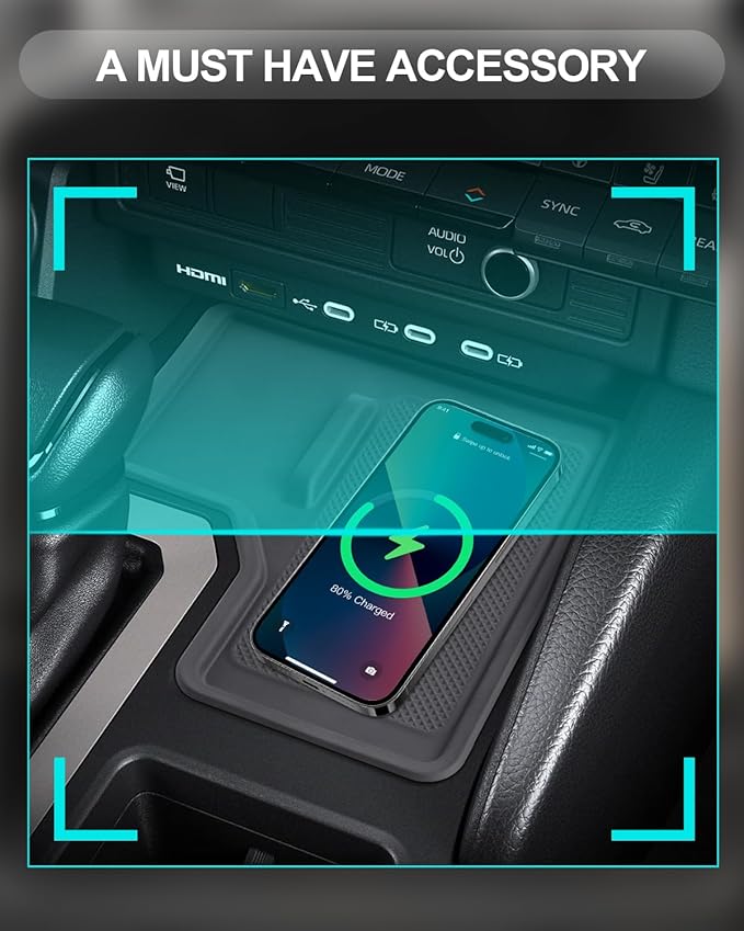 CDEFG 2024 2025 Land Cruiser Center Console Wireless Charging Protective Mat for 2024 2025 Toyota Land Cruiser Prado 250 J250 LC250 Accessories Silicone Non-Slip Pad (Only for Left-Hand Drive)