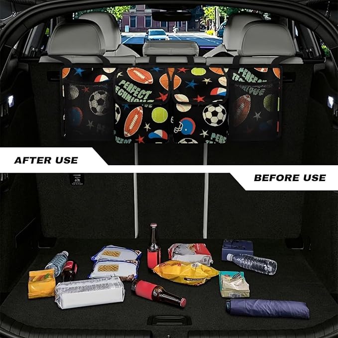 Sports Balls Trunk Organizer Suv Back Seat Car Organizer Foldable Car Organization Women Hanging Backseat Car Organizer,Space Saving Expert
